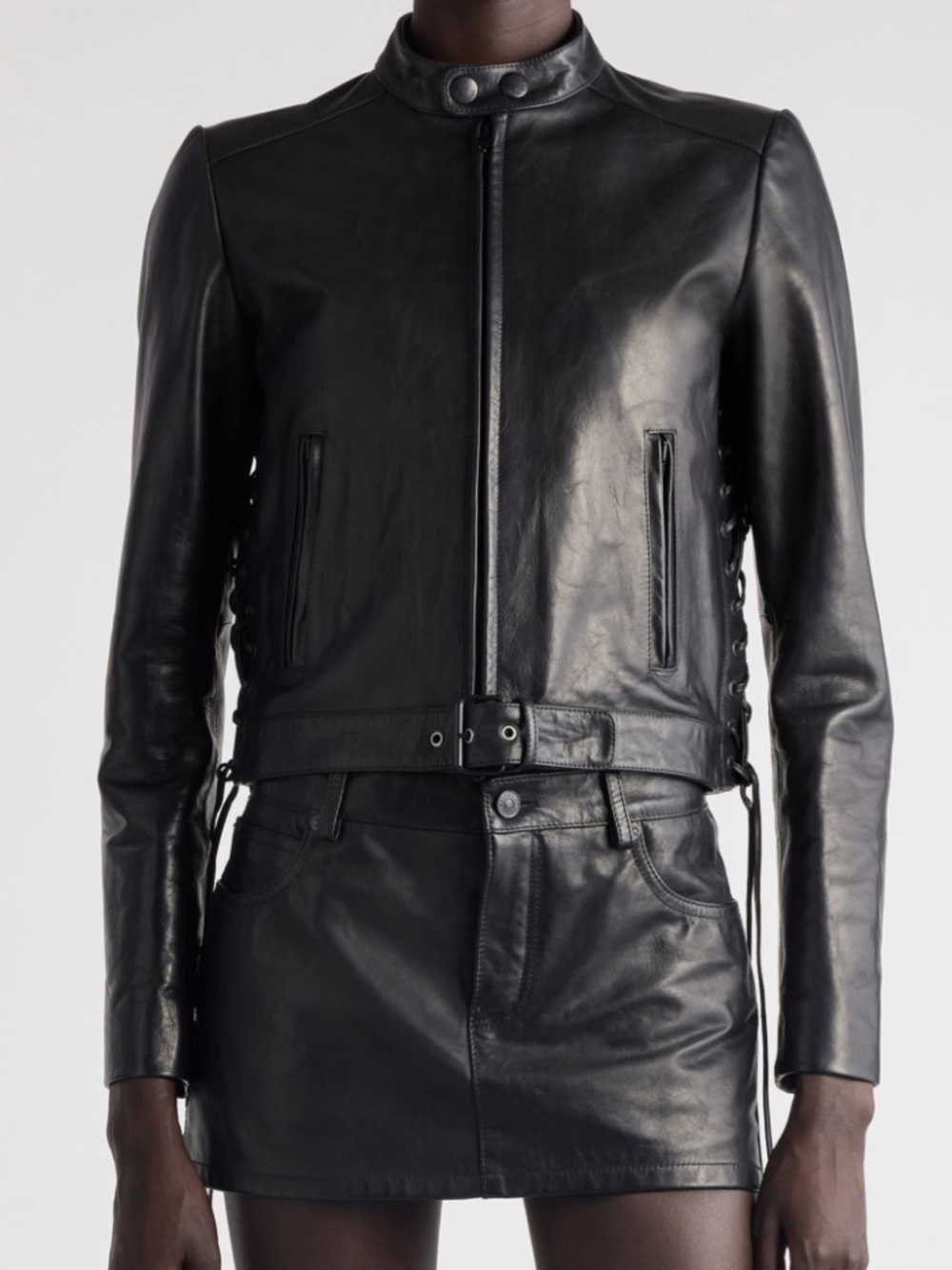 NWT $6950 Balenciaga Lace-Up Calfskin Leather Biker Jacket - Sz Medium